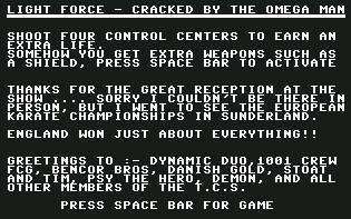 Pantallazo de Light Force para Commodore 64
