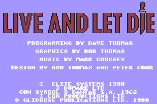 Pantallazo de Live and Let Die para Commodore 64
