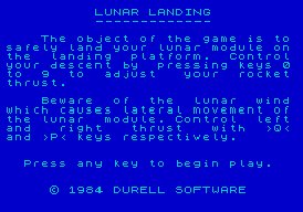 Pantallazo de Lunar Landing para Spectrum