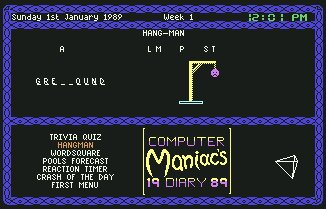 Pantallazo de Maniac's Computer Diary 1989 para Commodore 64