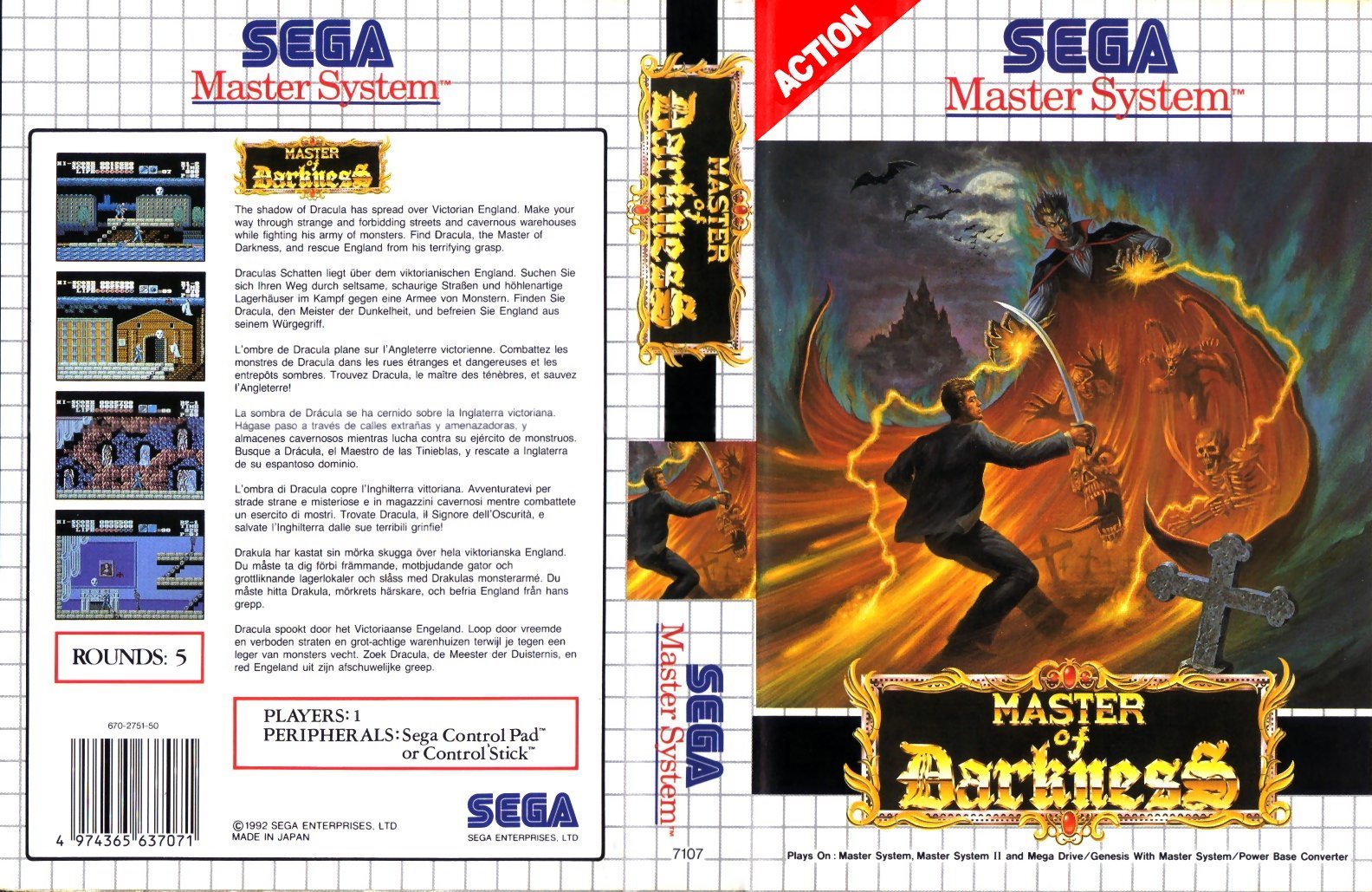 Caratula de Master of Darkness para Sega Master System