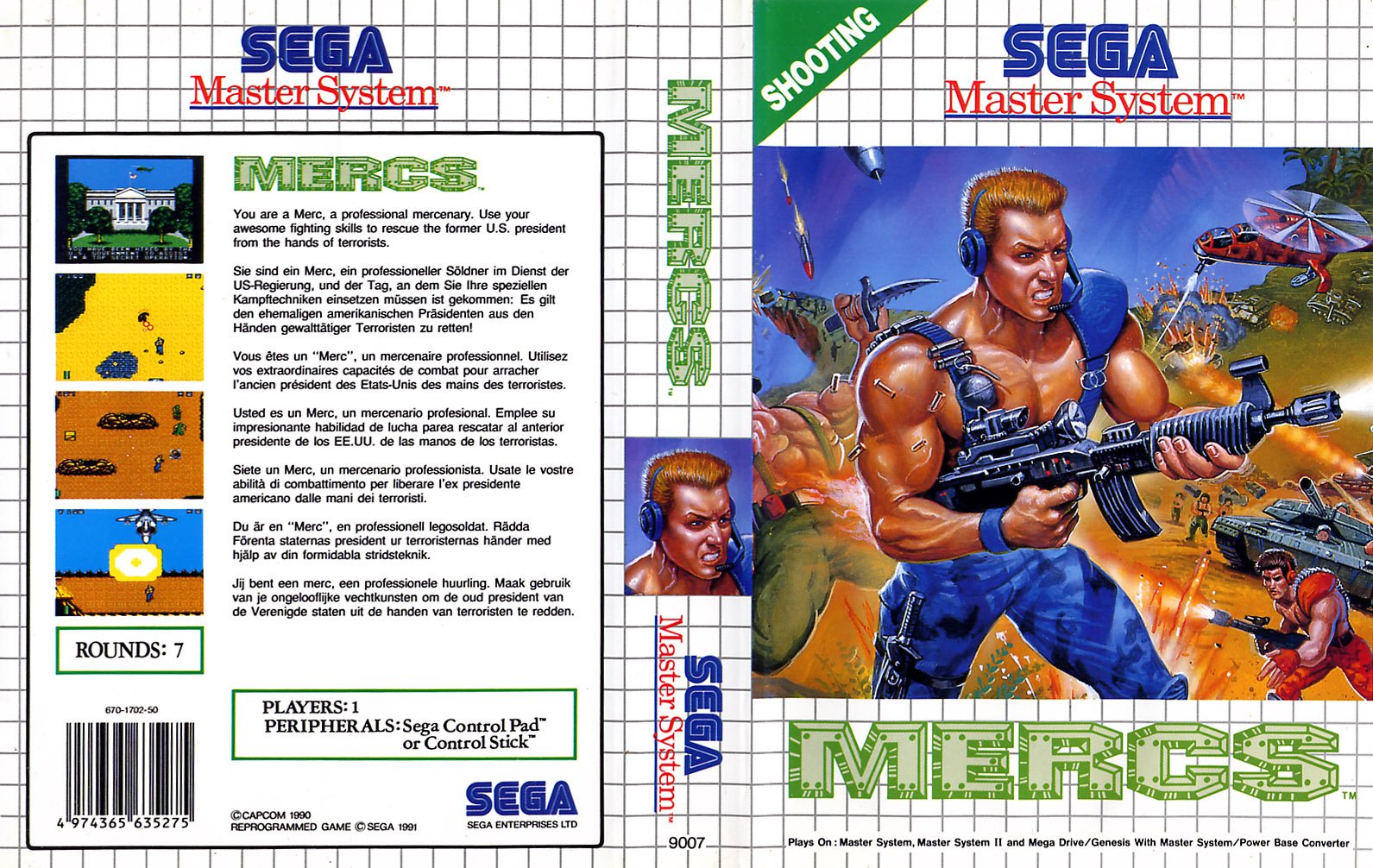 Caratula de Mercs para Sega Master System