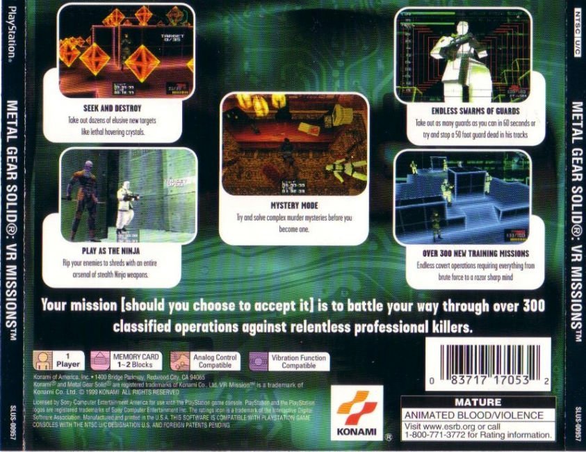 Caratula de Metal Gear Solid: VR Missions para PlayStation