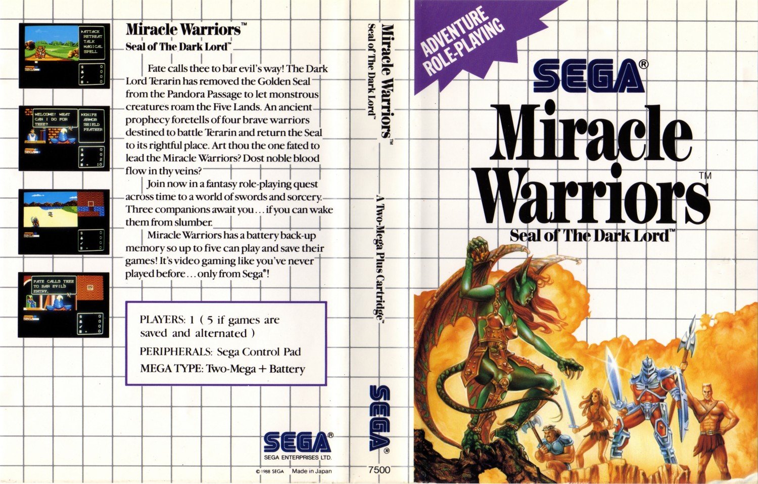 Caratula de Miracle Warriors: Seal of the Dark Lord para Sega Master System