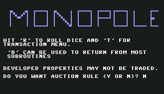 Pantallazo de Monopole para Commodore 64