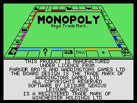 Pantallazo de Monopoly para MSX