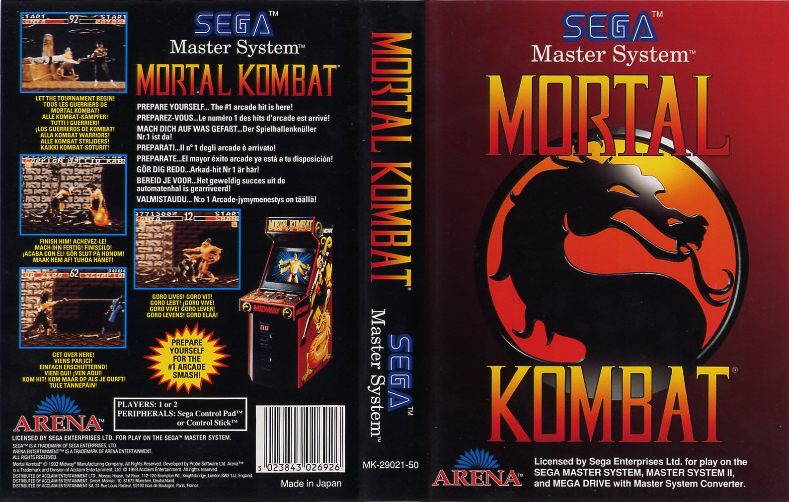 Caratula de Mortal Kombat para Sega Master System
