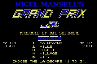 Pantallazo de Nigel Mansell's Grand Prix para Amstrad CPC