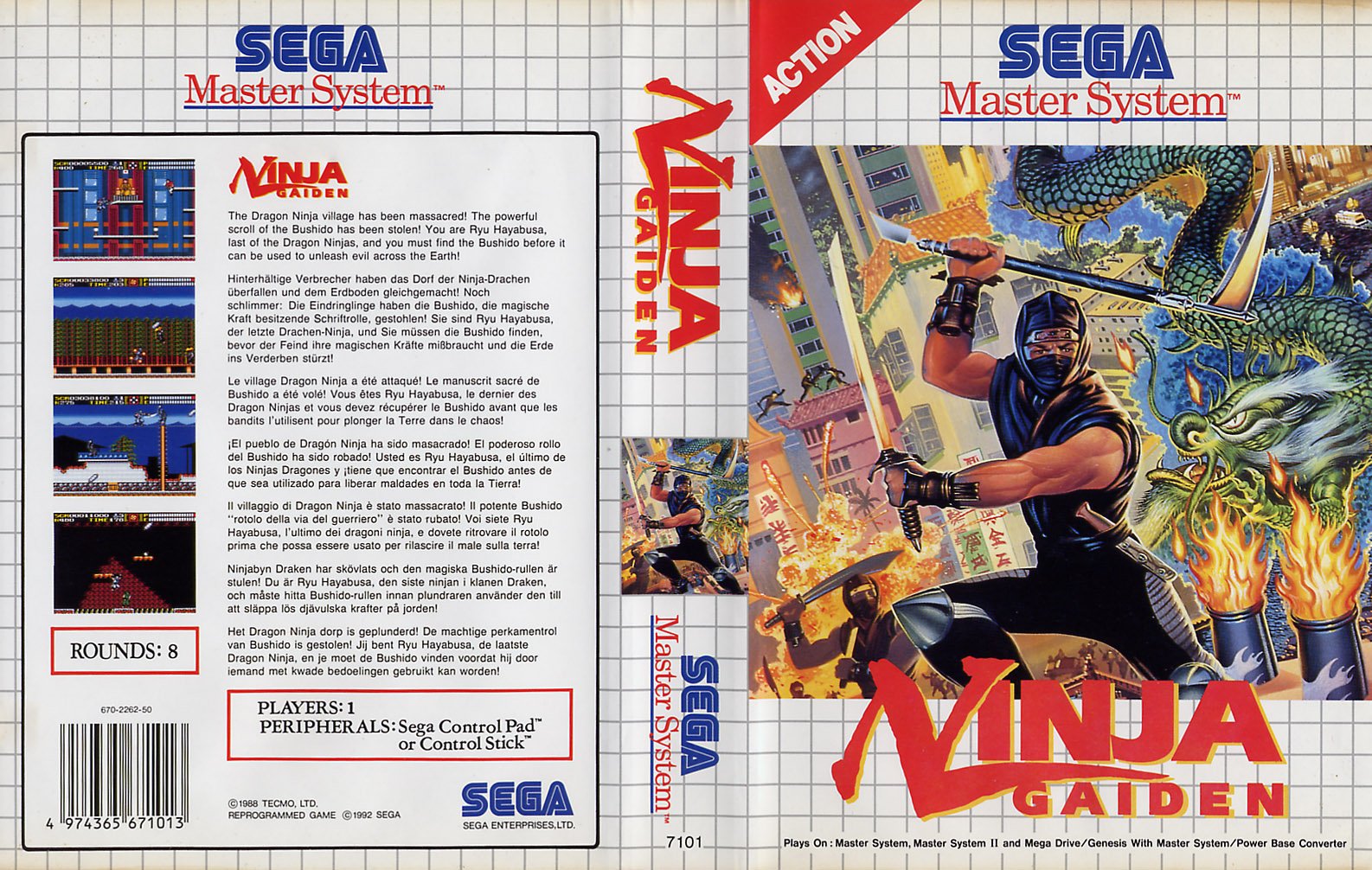 Caratula de Ninja Gaiden para Sega Master System