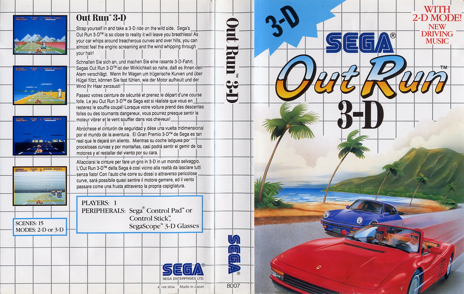 Caratula de Out Run 3-D para Sega Master System