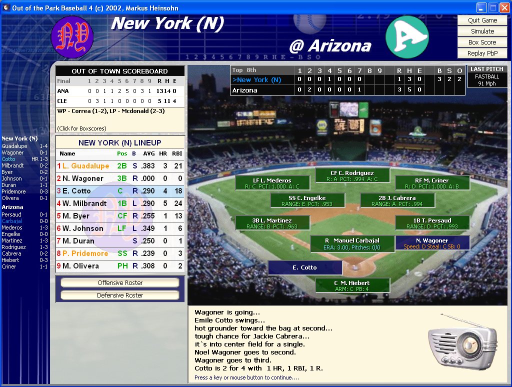 Pantallazo de Out of the Park Baseball 4 para PC