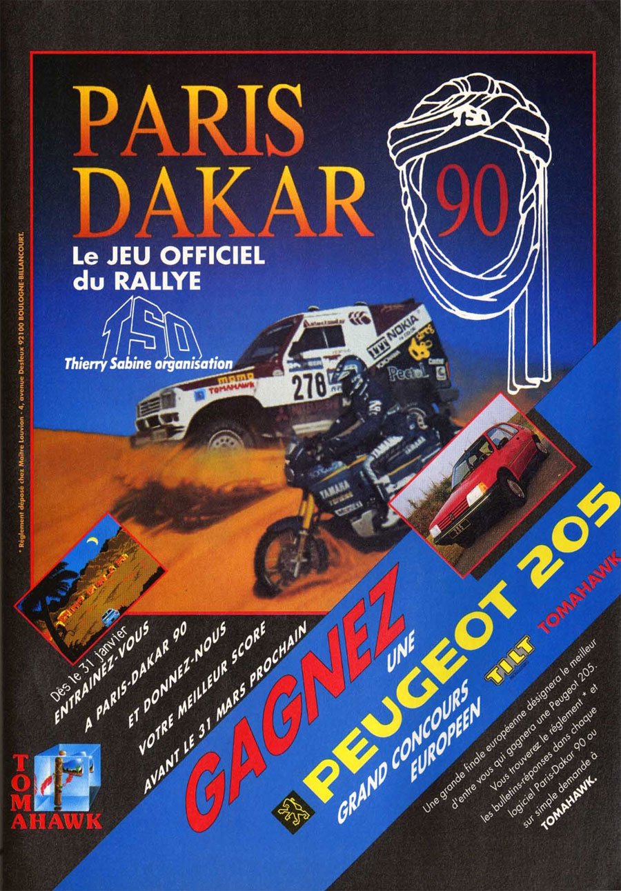 Gameart de Paris Dakar 1990 para Atari ST