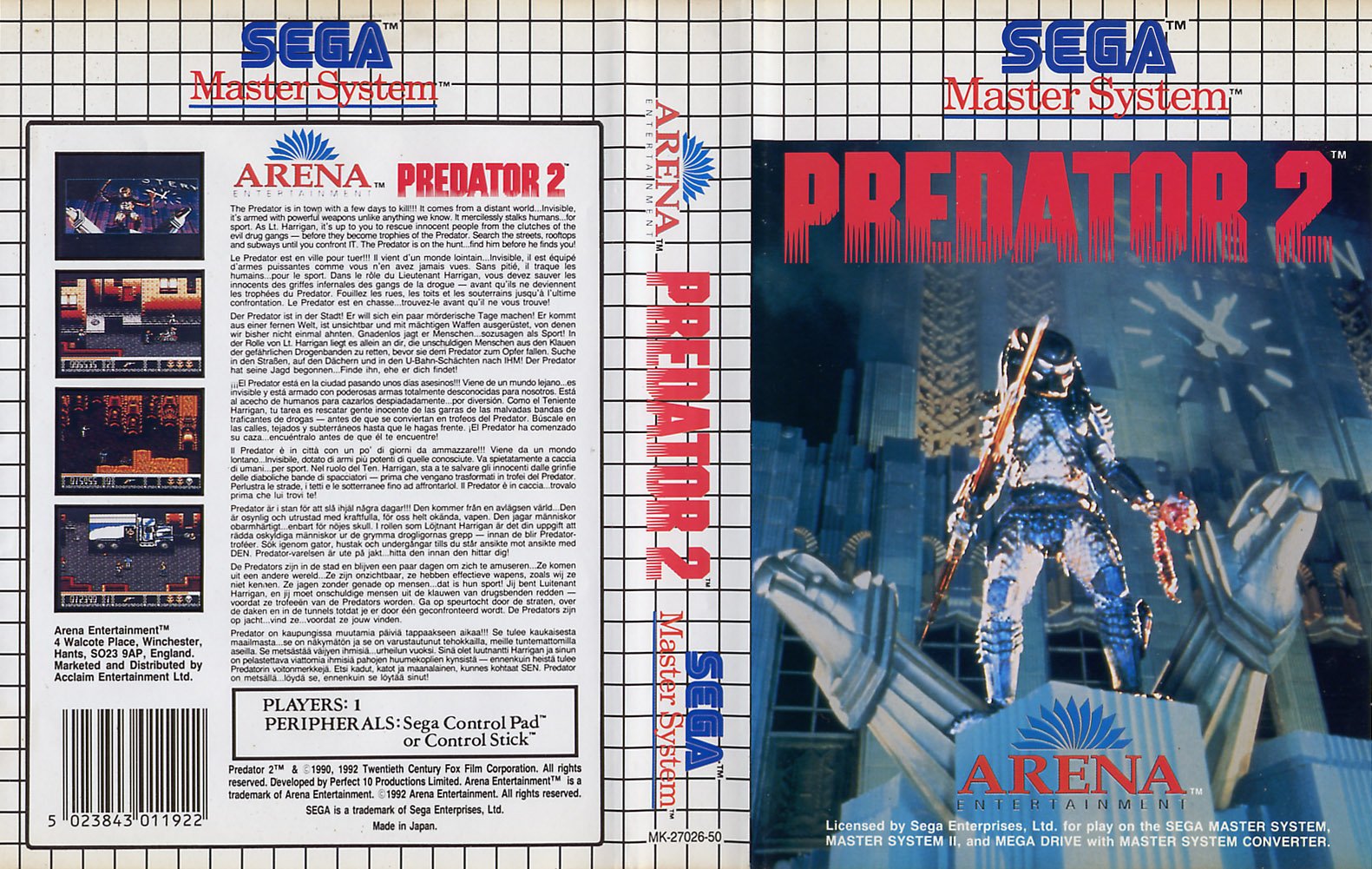 Caratula de Predator 2 para Sega Master System
