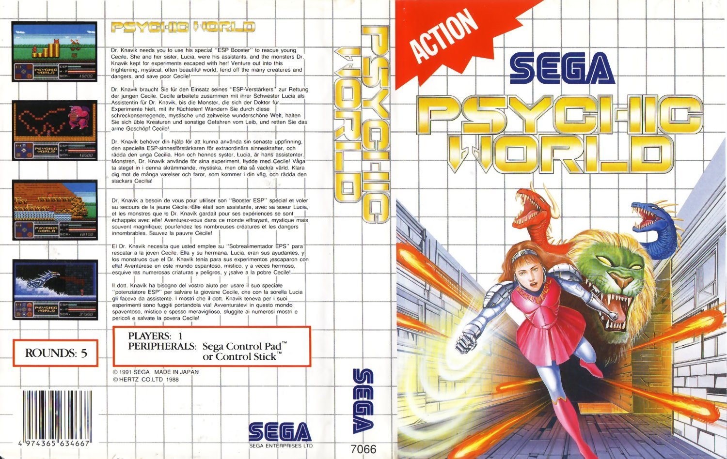 Caratula de Psychic World para Sega Master System