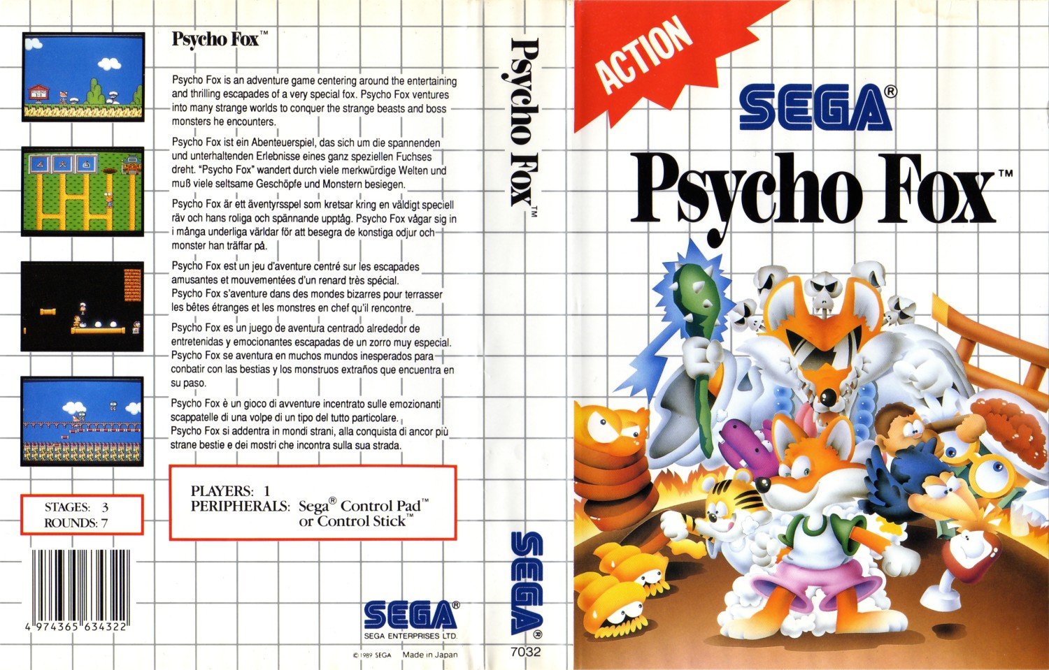Caratula de Psycho Fox para Sega Master System