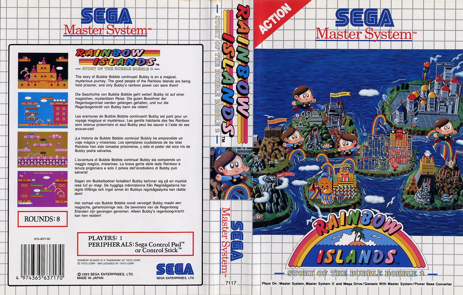 Caratula de Rainbow Islands: The Story of Bubble Bobble 2 para Sega Master System