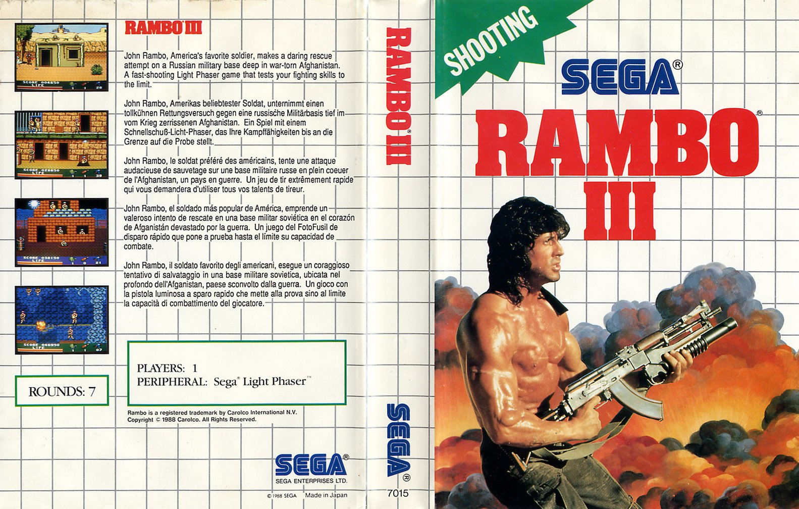 Caratula de Rambo III para Sega Master System