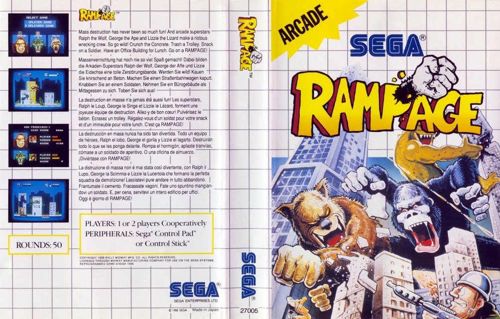 Caratula de Rampage para Sega Master System