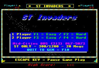 Pantallazo de ST Invaders para Atari ST