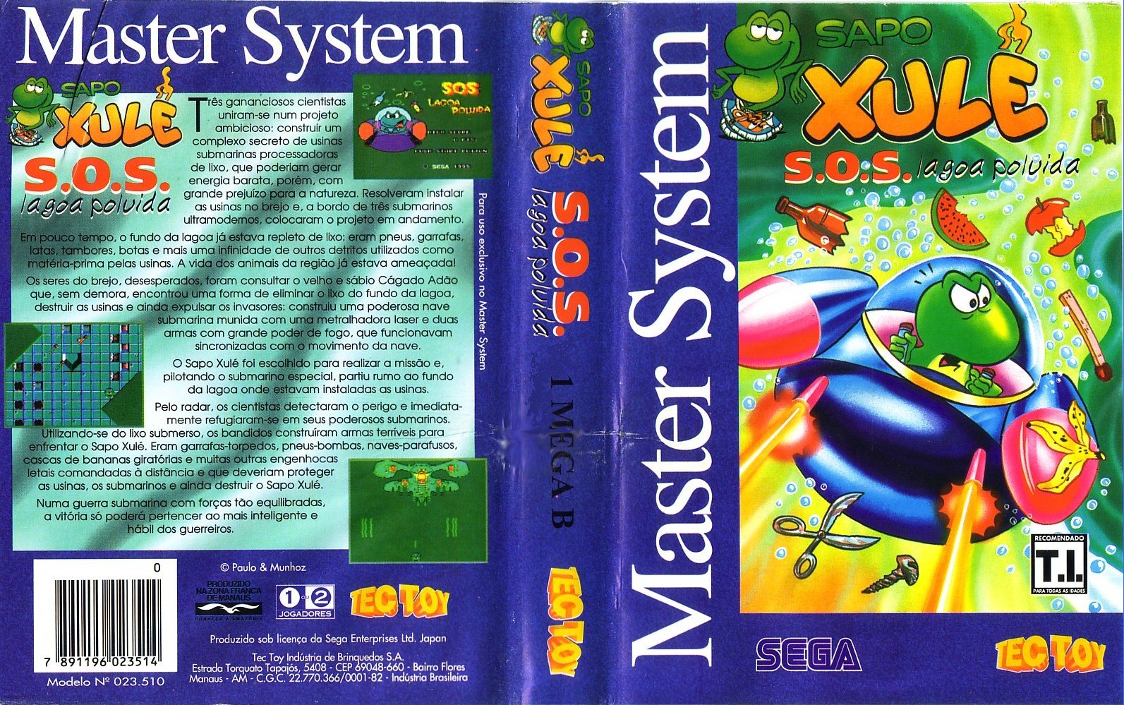 Caratula de Sapo Xulé: S.O.S. Lagoa Poluída para Sega Master System