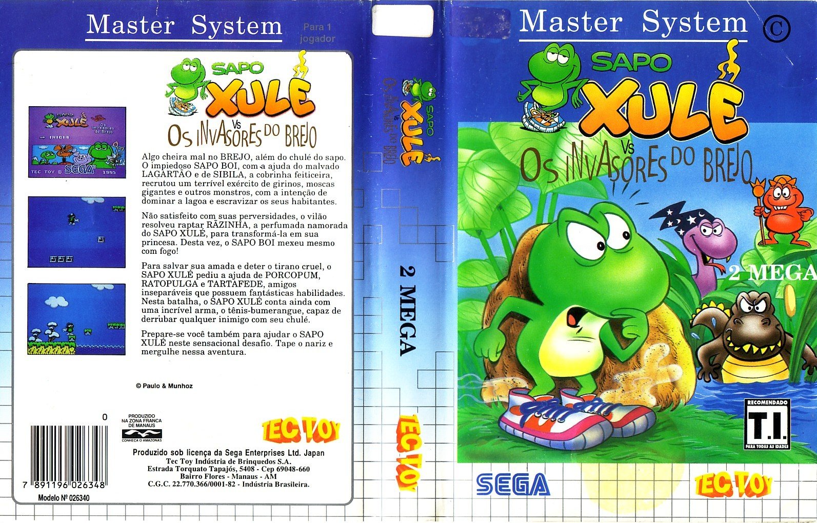 Caratula de Sapo Xulé vs. Os Invasores do Brejo para Sega Master System