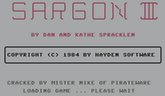 Pantallazo de Sargon III para Commodore 64