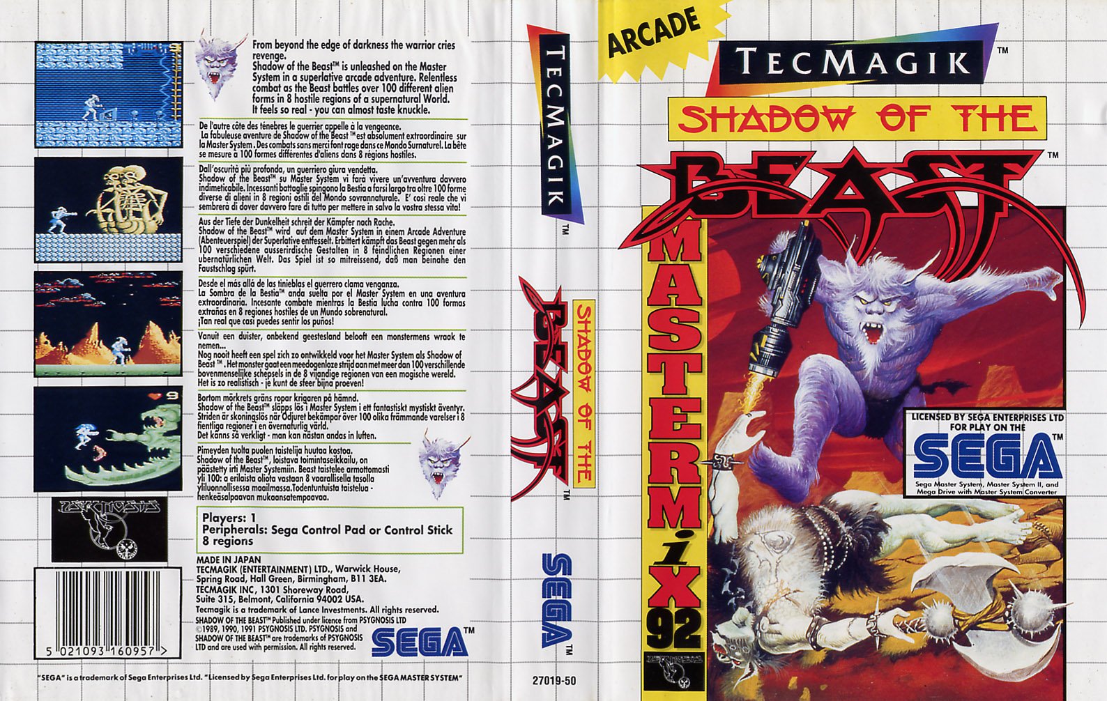 Caratula de Shadow of the Beast para Sega Master System