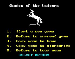 Pantallazo de Shadow of the Unicorn para Spectrum