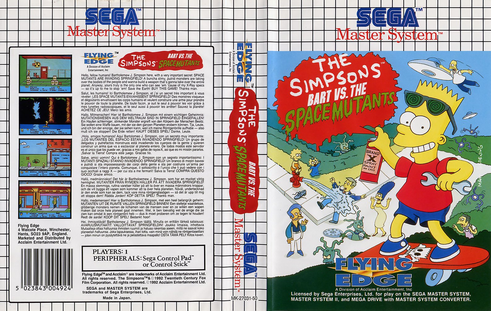 Caratula de Simpsons: Bart vs. The Space Mutants, The para Sega Master System