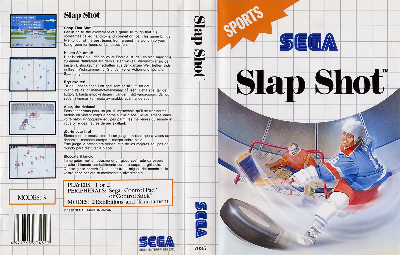 Caratula de Slap Shot para Sega Master System
