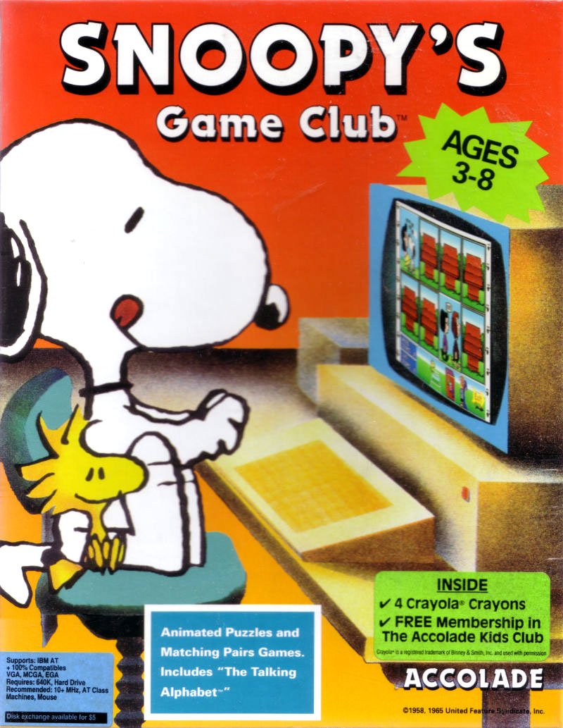 Caratula de Snoopy's Game Club para PC