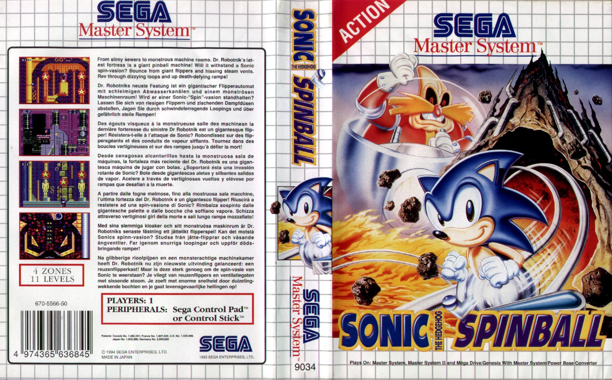 Caratula de Sonic Spinball para Sega Master System