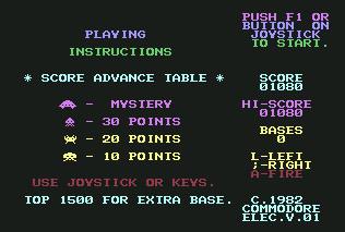 Pantallazo de Space Invaders para Commodore 64