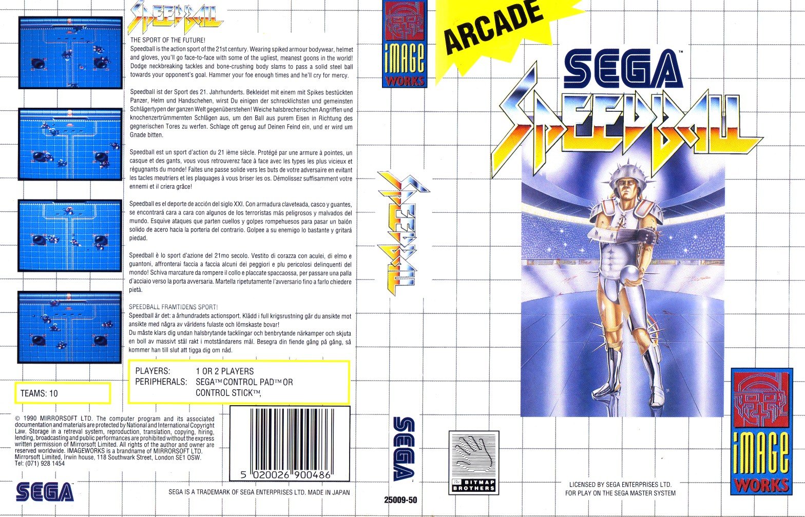 Caratula de Speedball para Sega Master System