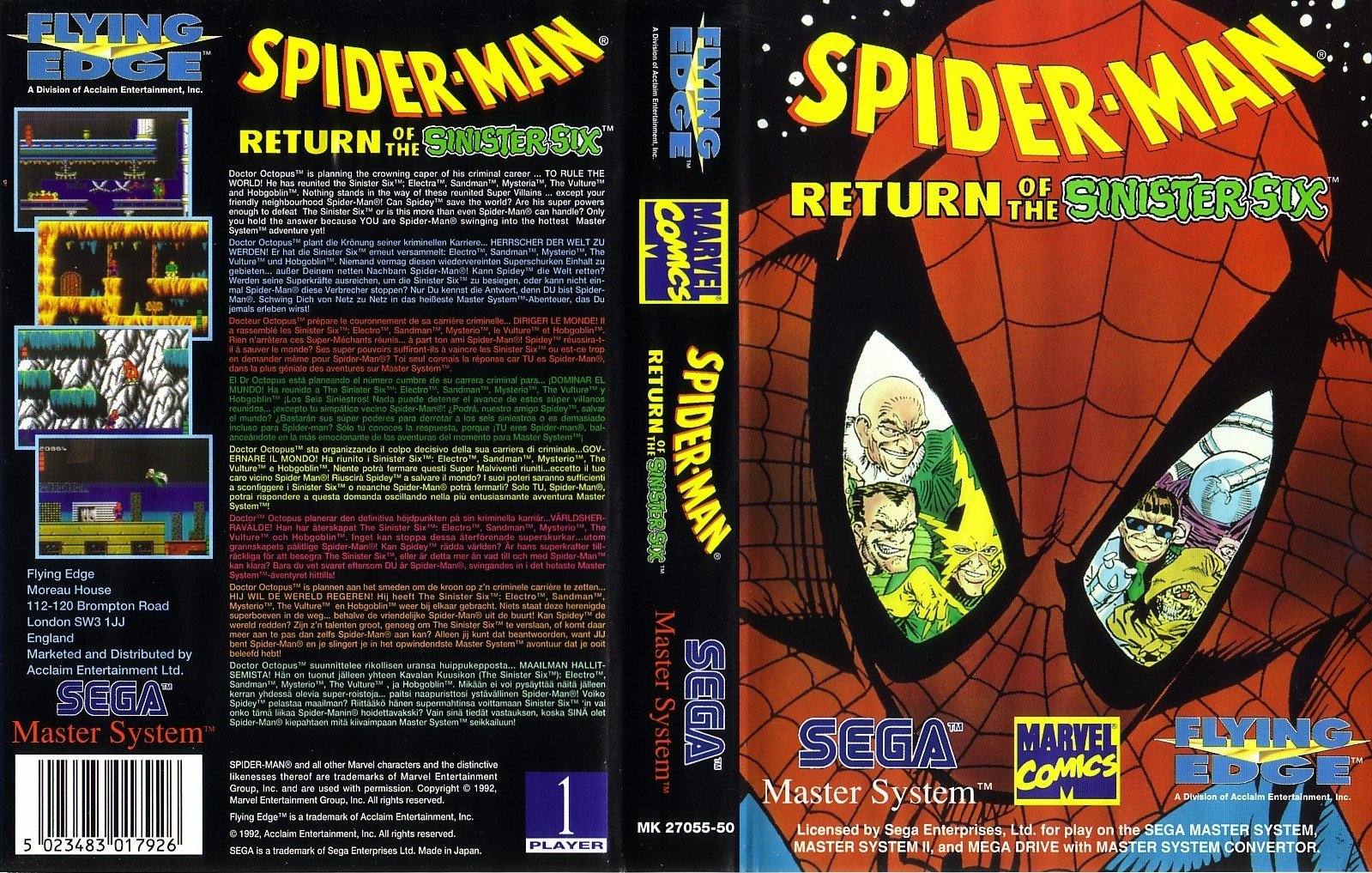 Caratula de Spider-Man: Return of the Sinister Six para Sega Master System