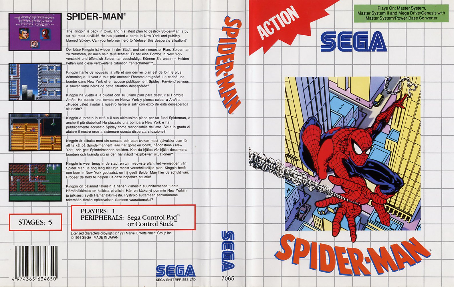 Caratula de Spider-Man para Sega Master System