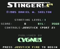 Pantallazo de Stinger para Commodore 64