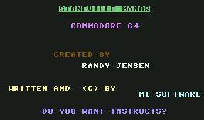 Pantallazo de Stoneville Manor para Commodore 64