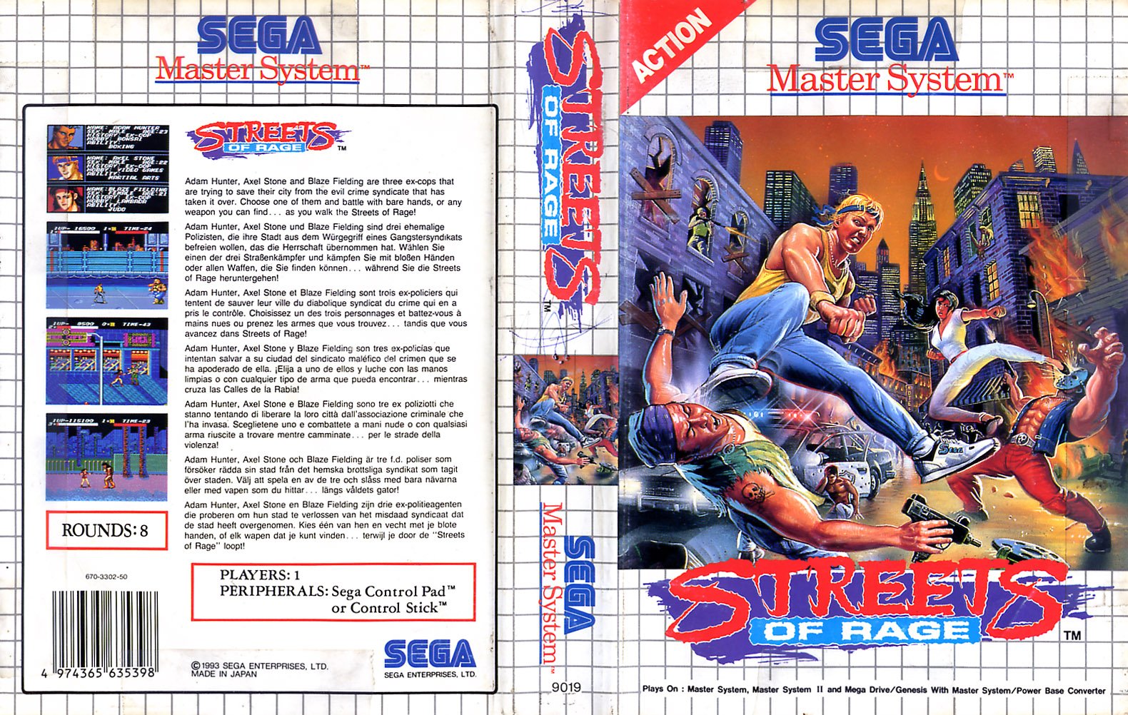Caratula de Streets of Rage para Sega Master System