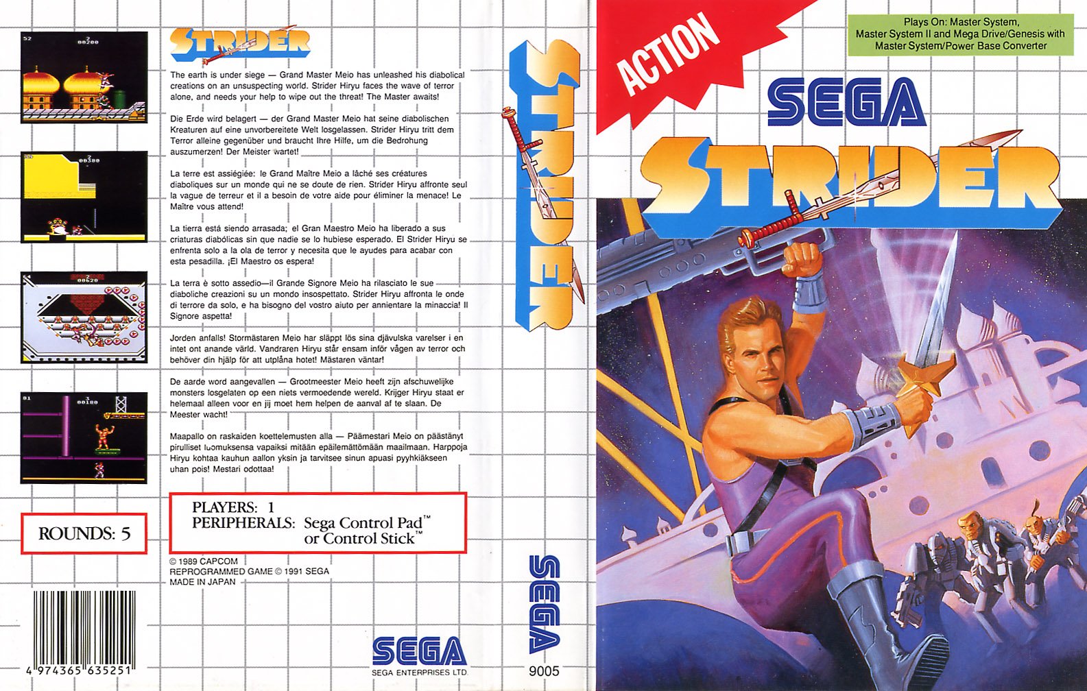 Caratula de Strider para Sega Master System