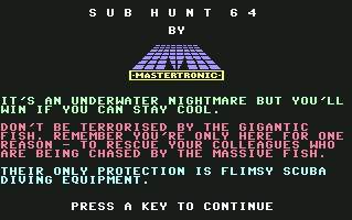 Pantallazo de Sub Hunt para Commodore 64
