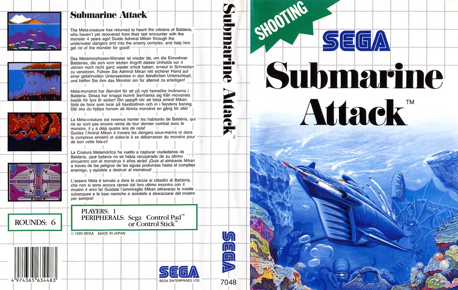Caratula de Submarine Attack para Sega Master System