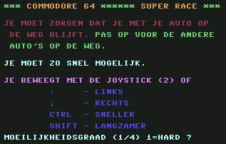 Pantallazo de Super Race para Commodore 64