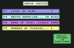 Pantallazo de Super Soccer para Commodore 64