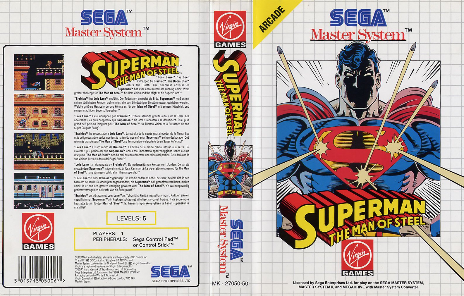 Caratula de Superman : The Man of Steel para Sega Master System