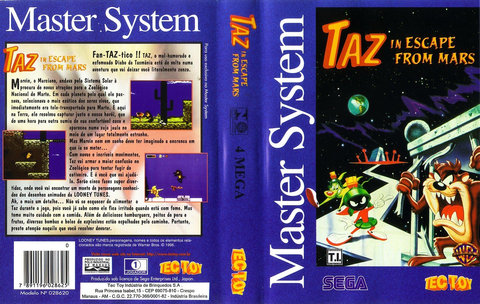 Caratula de Taz in Escape from Mars para Sega Master System