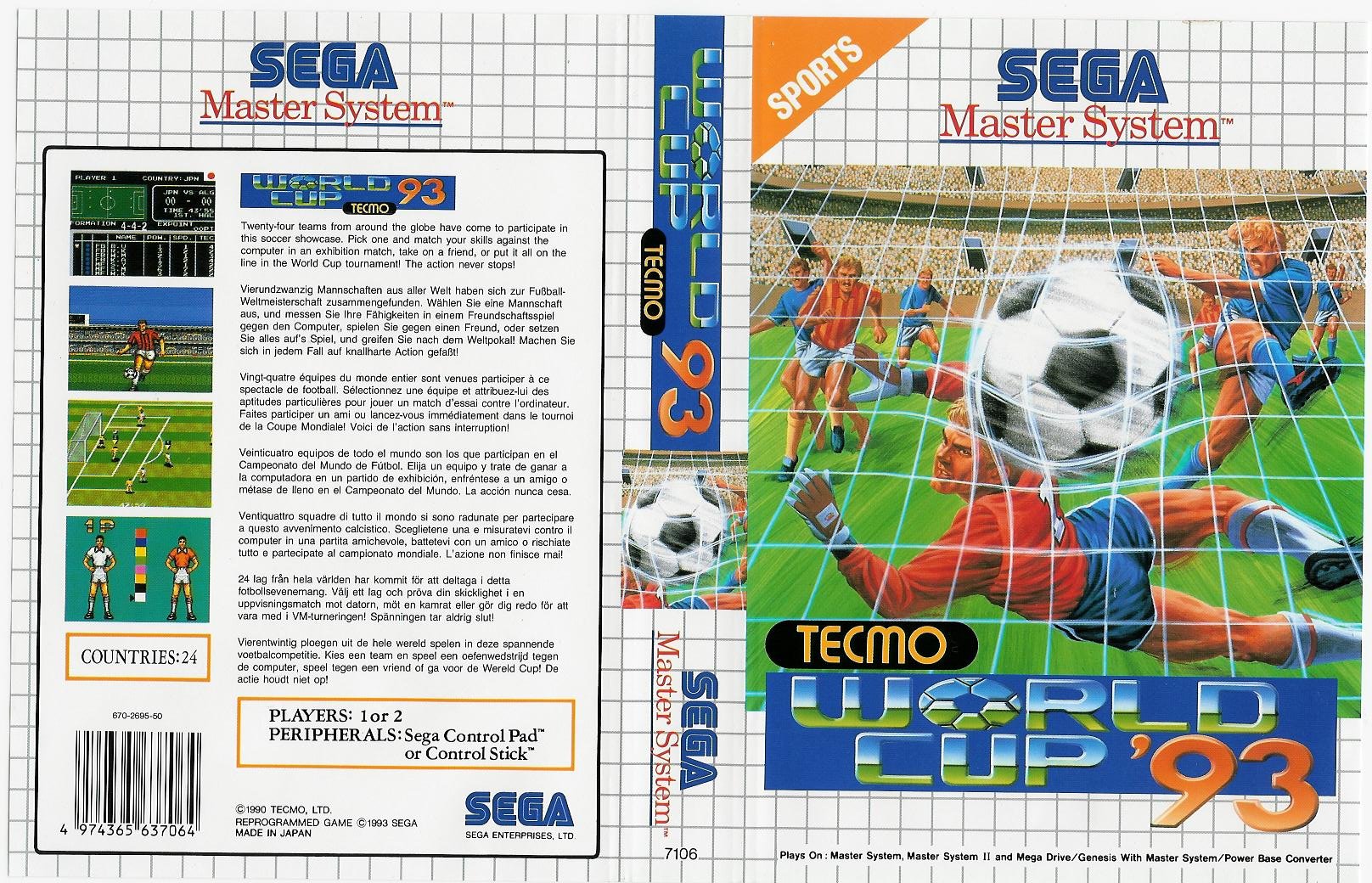 Caratula de Tecmo World Cup 93 para Sega Master System