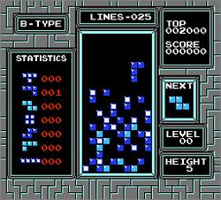 Pantallazo de Tetris para Nintendo (NES)