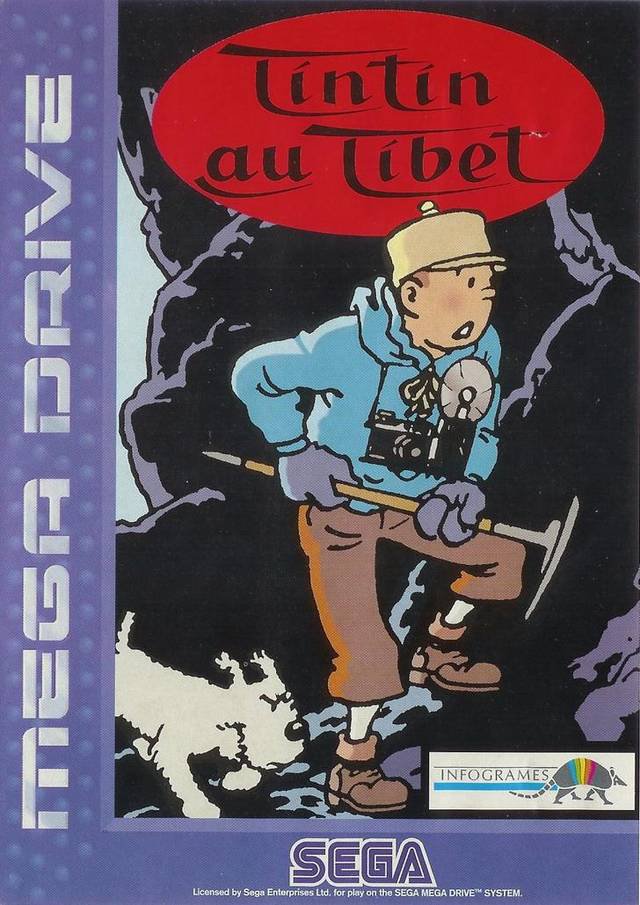 Caratula de Tintin en el Tibet para Sega Megadrive