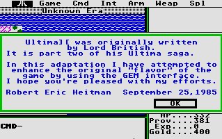 Pantallazo de Ultima II: Revenge of the Enchantress para Atari ST